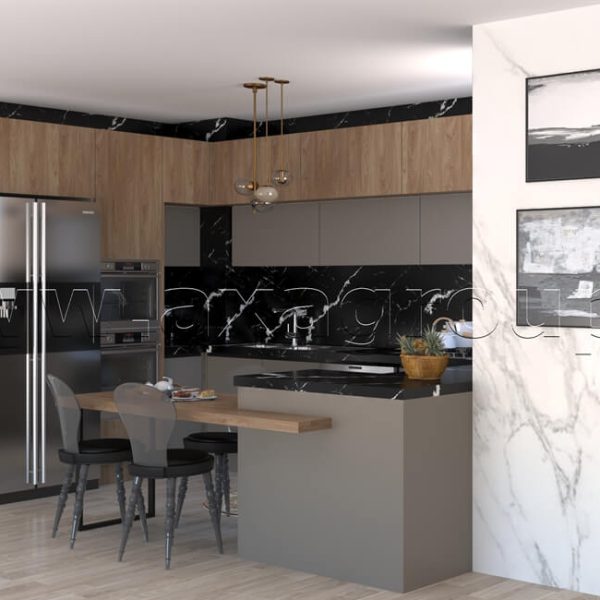 کابینت آشپزخانه مدرن طوسی طرح چوب آقای میرزایی1 کابینت آشپزخانه مدرن