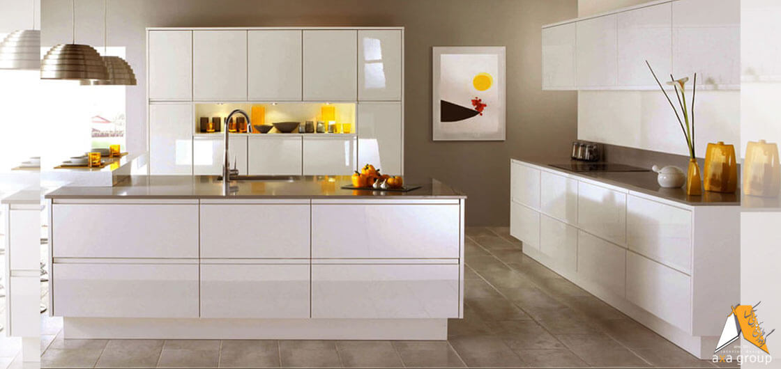 کابینت آشپزخانه سفید یکدست آکساگروپ